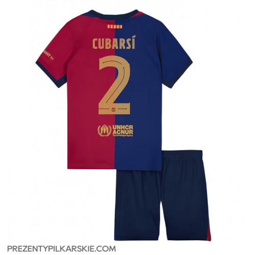 Stroje piłkarskie Barcelona Pau Cubarsi #2 Koszulka Podstawowej dla dzieci 2024-25 Krótki Rękaw (+ szorty)